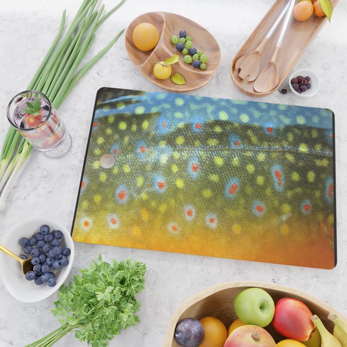 Brook Trout Skin Fly Fishing Cutting Board Gallery Image 2