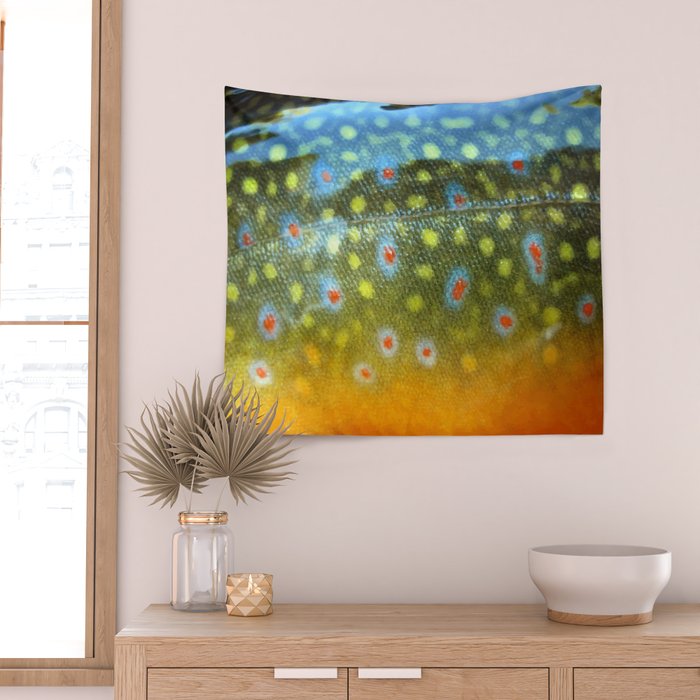 Brook Trout Skin Fly Fishing Wall Tapestry Gallery Image 2
