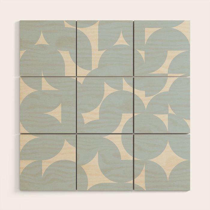 Contemporary Geometric Shapes - Soft Blue Wood Wall Art Gallery Image 1