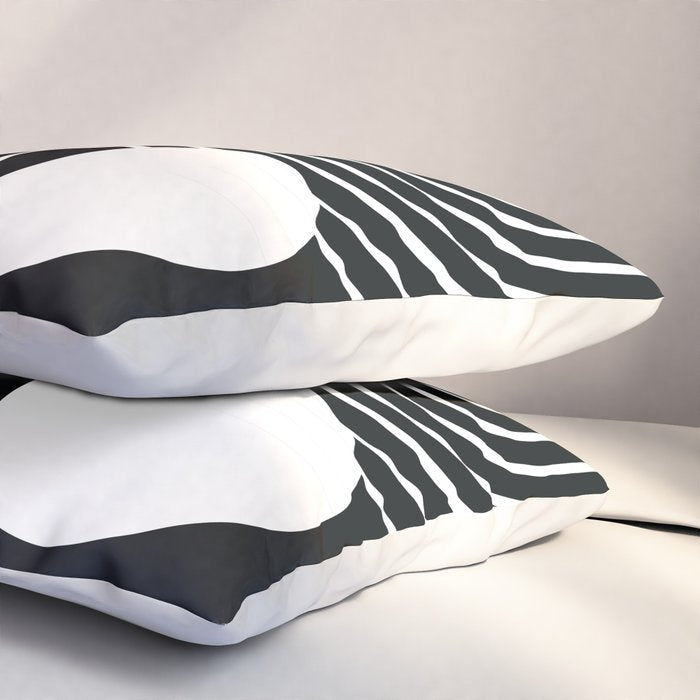 Mid Century Modern Geometric 191 in White and Black Pillow Sham Gallery Image 3