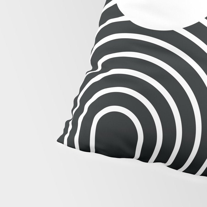 Mid Century Modern Geometric 191 in White and Black Pillow Sham Gallery Image 4