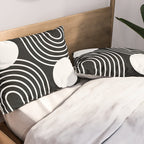Mid Century Modern Geometric 191 in White and Black Pillow Sham Gallery Image 2