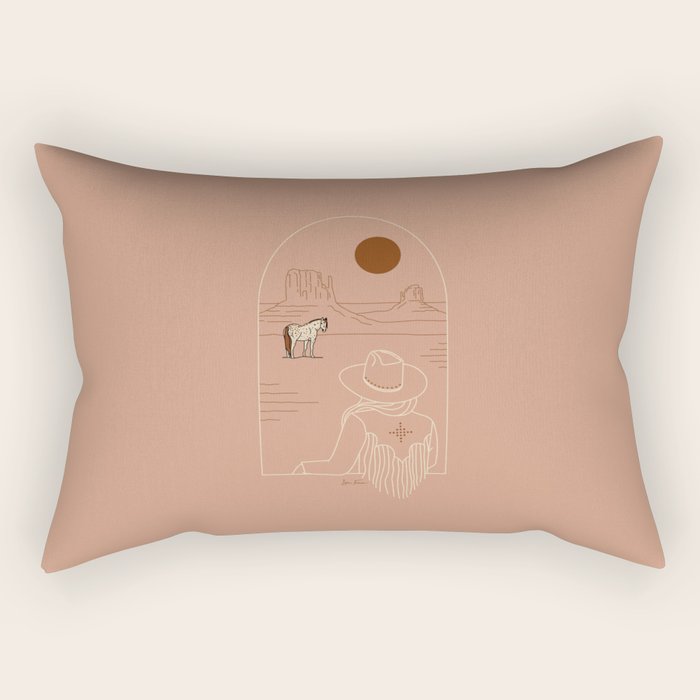 Lost Pony - Pink Clay Rectangular Pillow