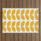Danish Pattern Yellow Mid Century Modern Outdoor Rug Gallery Image 1