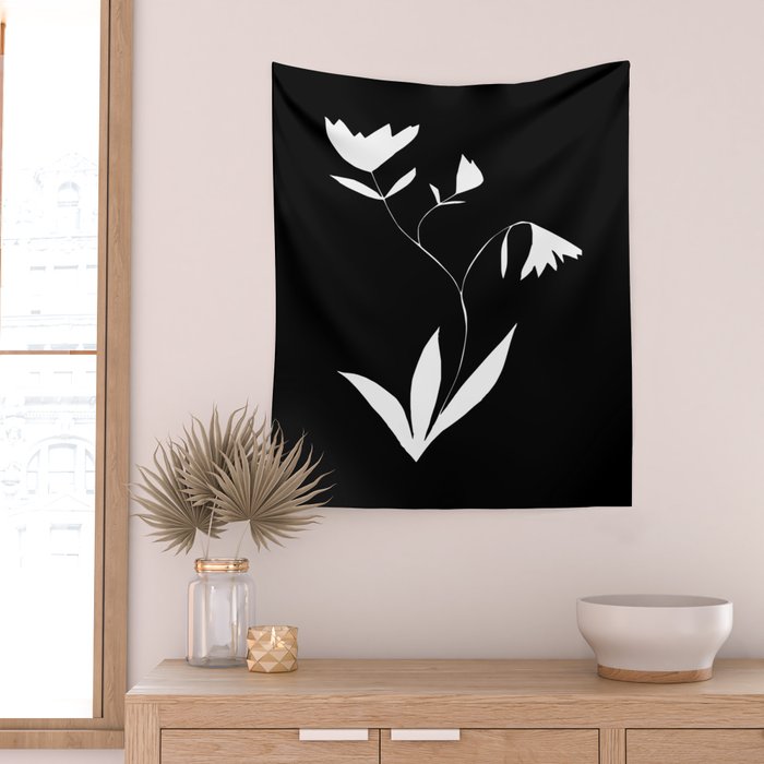 Fading Spring In Black  Wall Tapestry Gallery Image 2