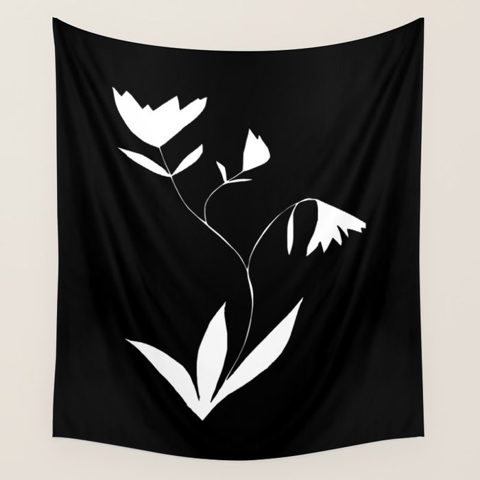 Fading Spring In Black  Wall Tapestry Gallery Image 1