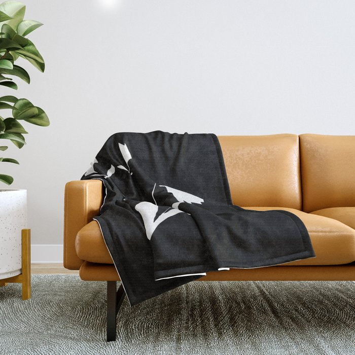 Fading Spring In Black  Throw Blanket Gallery Image 1