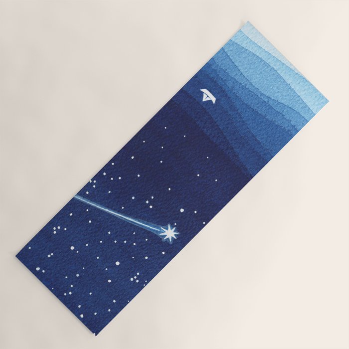 Falling star, shooting star, sailboat ocean waves blue sea Yoga Mat Gallery Image 1