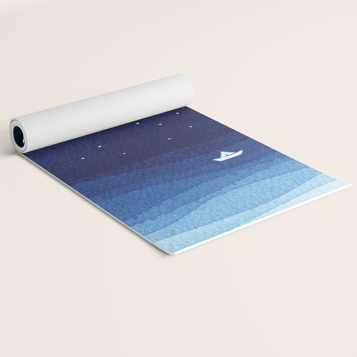 Falling star, shooting star, sailboat ocean waves blue sea Yoga Mat Gallery Image 2