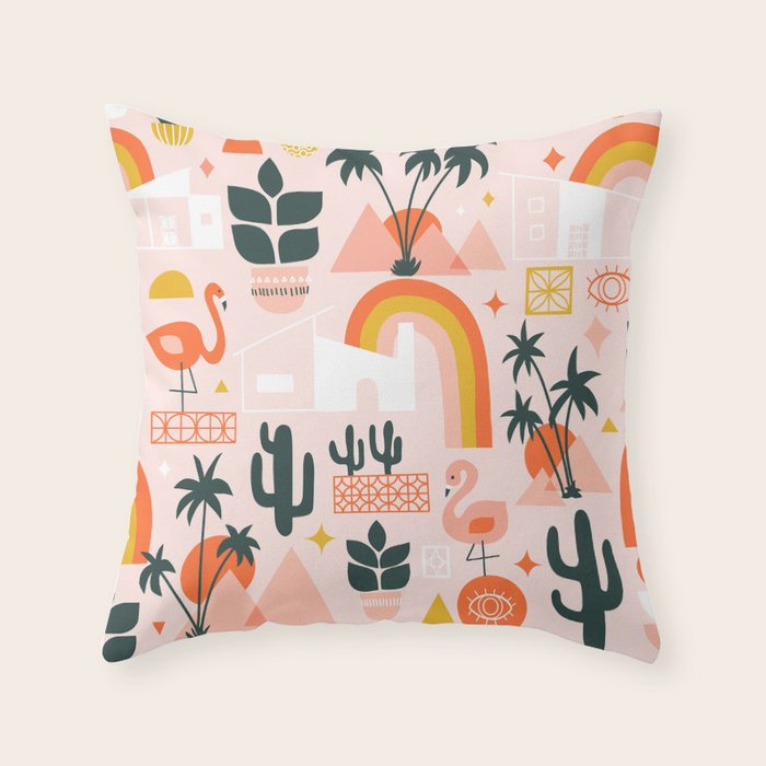 Palm Springs Art Deco Pattern Throw Pillow Gallery Image 1