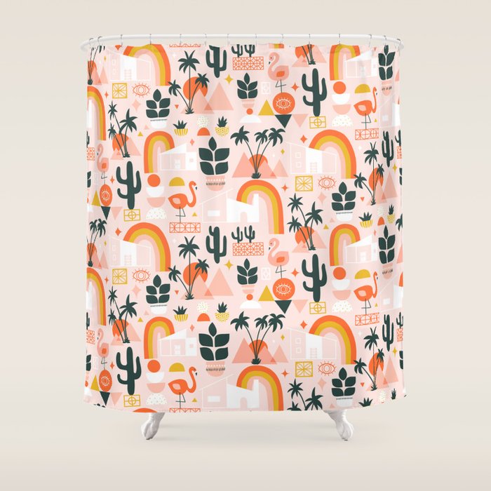 Palm Springs Art Deco Pattern Shower Curtain Gallery Image 1