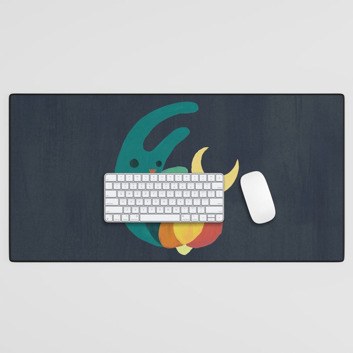 Rabbit and crescent moon Desk Mat Gallery Image 1