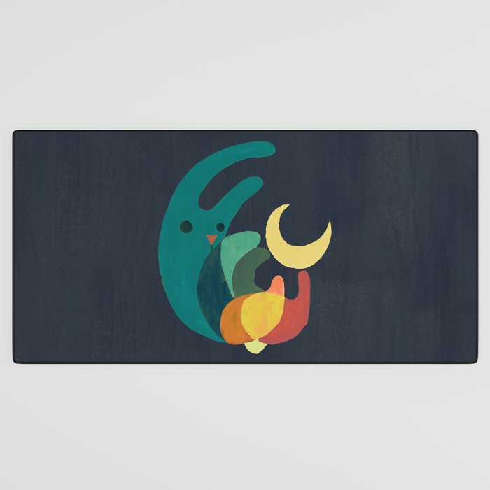 Rabbit and crescent moon Desk Mat Gallery Image 3