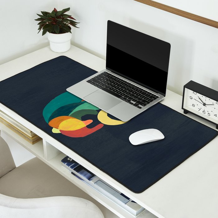 Rabbit and crescent moon Desk Mat Gallery Image 2