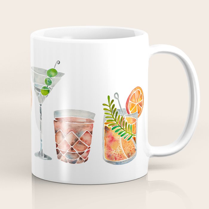 Classic Cocktails  â 1960s Watercolor Lineup Coffee Mug Gallery Image 1
