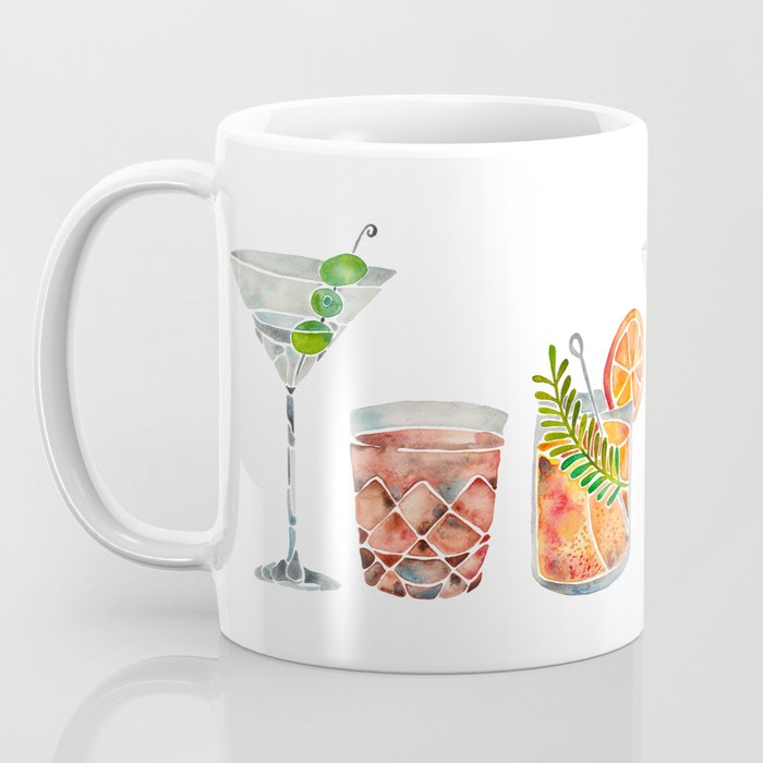 Classic Cocktails  â 1960s Watercolor Lineup Coffee Mug Gallery Image 3