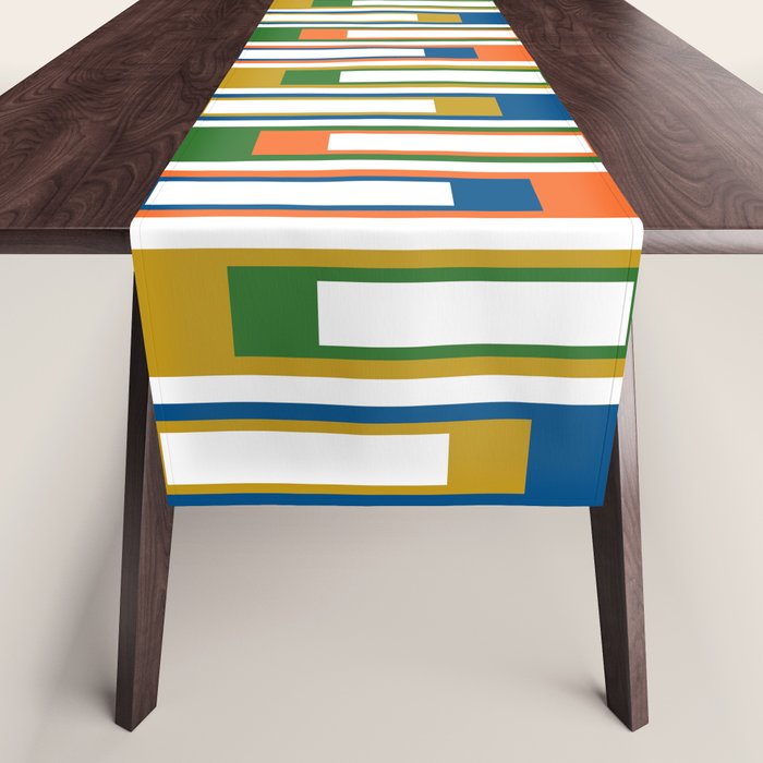 Mid Century Modern Geometric Abstract Lexington Ave Pattern Table Runner Gallery Image 1