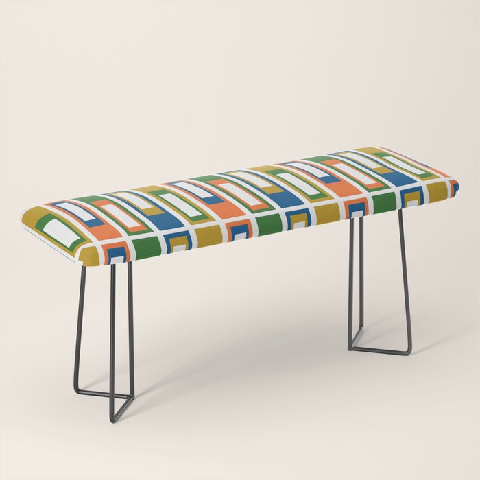 Mid Century Modern Geometric Abstract Lexington Ave Pattern Bench Gallery Image 1