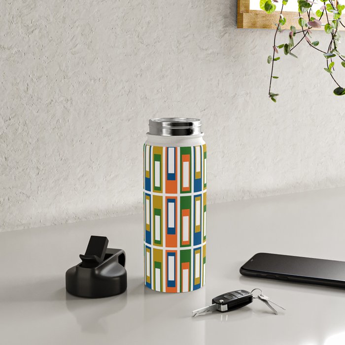 Mid Century Modern Geometric Abstract Lexington Ave Pattern Water Bottle Gallery Image 4