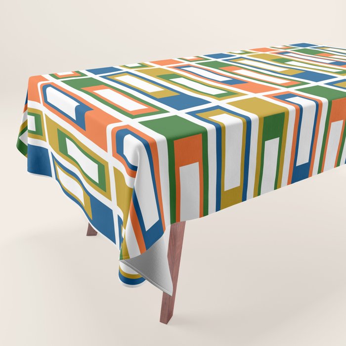Mid Century Modern Geometric Abstract Lexington Ave Pattern Tablecloth Gallery Image 1