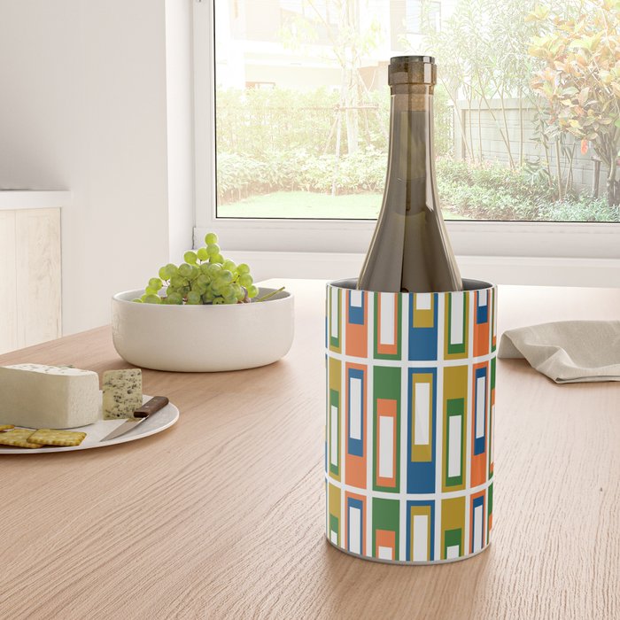 Mid Century Modern Geometric Abstract Lexington Ave Pattern Wine Chiller Gallery Image 4