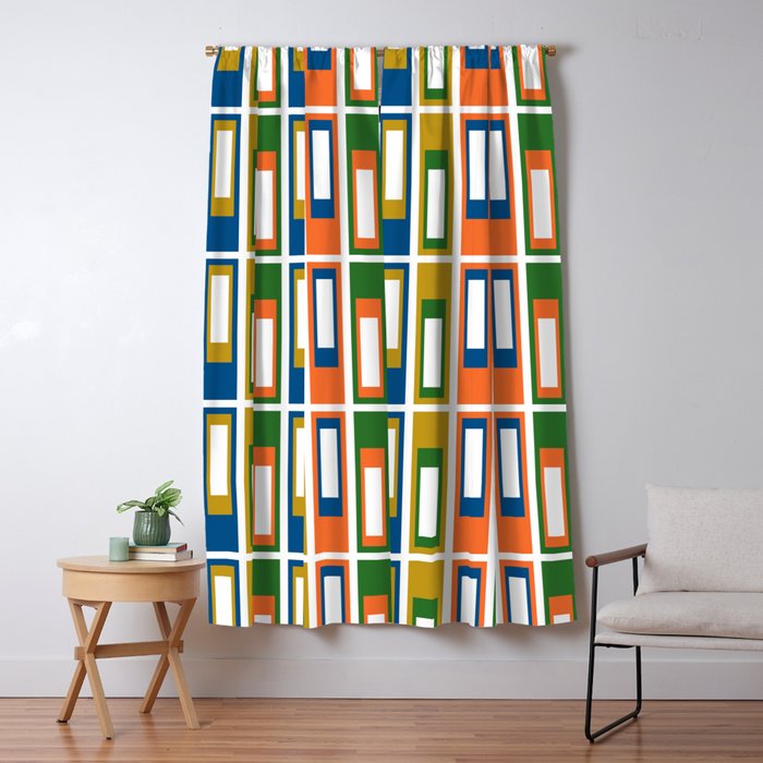 Mid Century Modern Geometric Abstract Lexington Ave Pattern Window Curtain Gallery Image 5