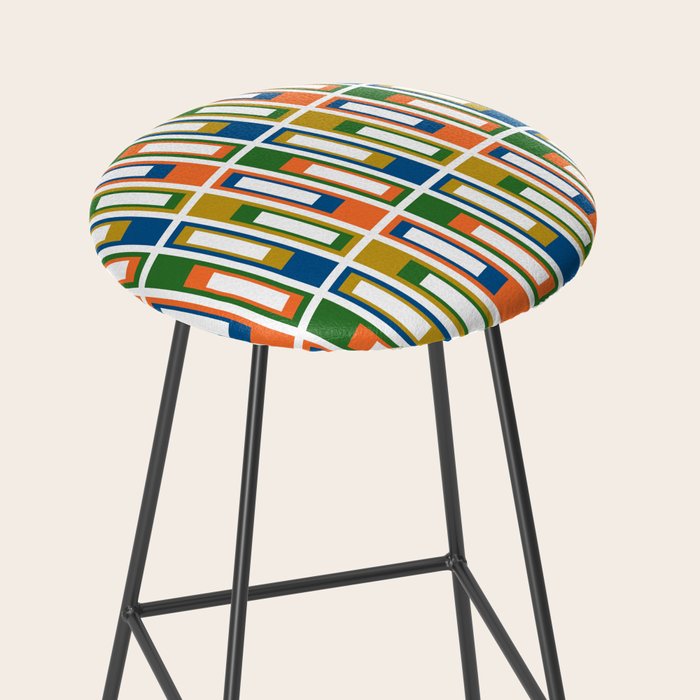 Mid Century Modern Geometric Abstract Lexington Ave Pattern Stool Gallery Image 2