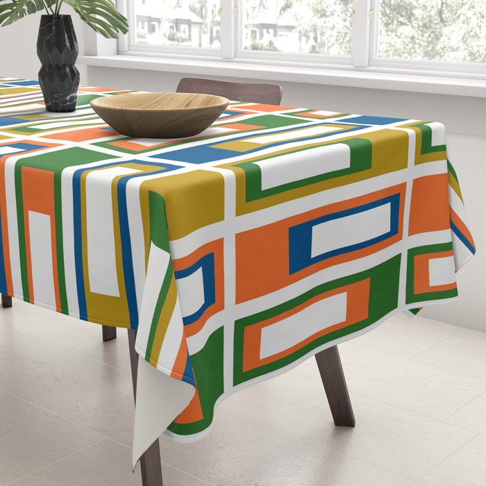 Mid Century Modern Geometric Abstract Lexington Ave Pattern Tablecloth Gallery Image 3