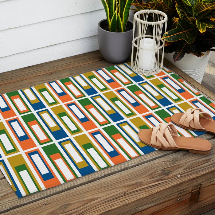 Mid Century Modern Geometric Abstract Lexington Ave Pattern Outdoor Rug Gallery Image 2