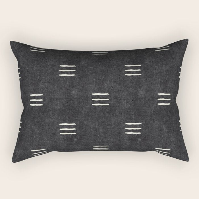 triple dash - onyx Rectangular Pillow Gallery Image 1