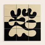 Mid Century Modern Organic Abstraction 235 Black and Ivory White Wood Wall Art Gallery Image 1