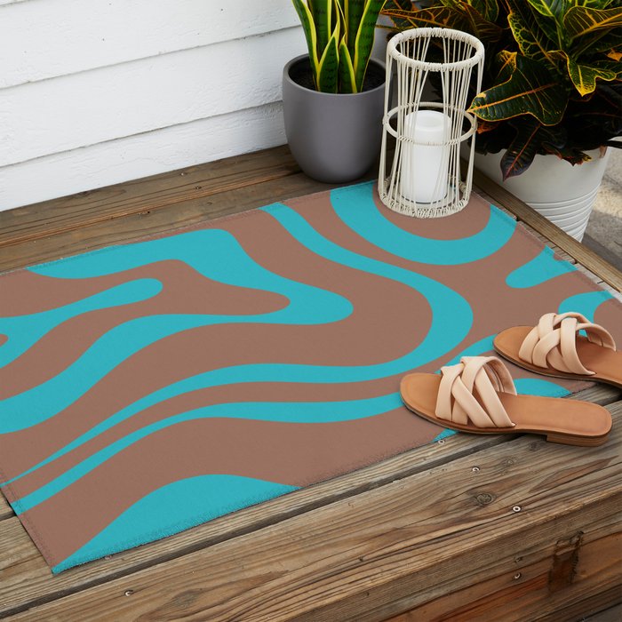 Modern Retro Liquid Swirl Vivid Abstract Inspired by PANTONE 17 1230 Color of the Year Mocha Mousse Outdoor Rug Gallery Image 2