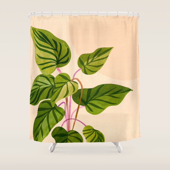 Thriving In The Sun - Cute Botanical Painting Shower Curtain Gallery Image 1