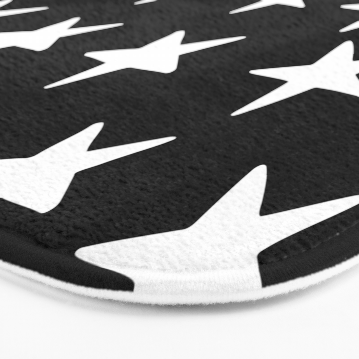 Star Pattern White On Black Bath Mat Gallery Image 3