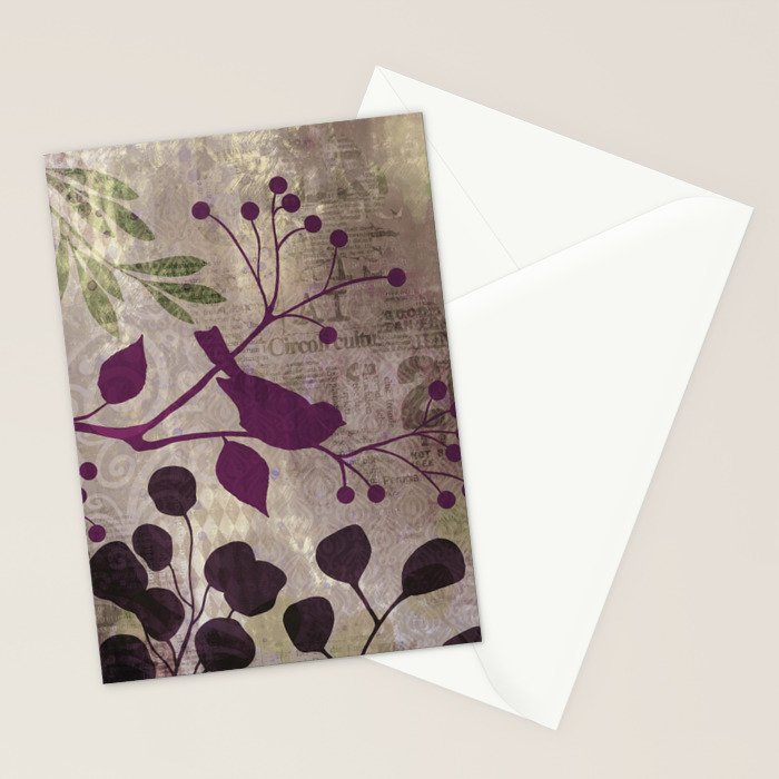 Whimsy Bird Garden Dreamy Mixed Media Art  Stationery Card Gallery Image 2