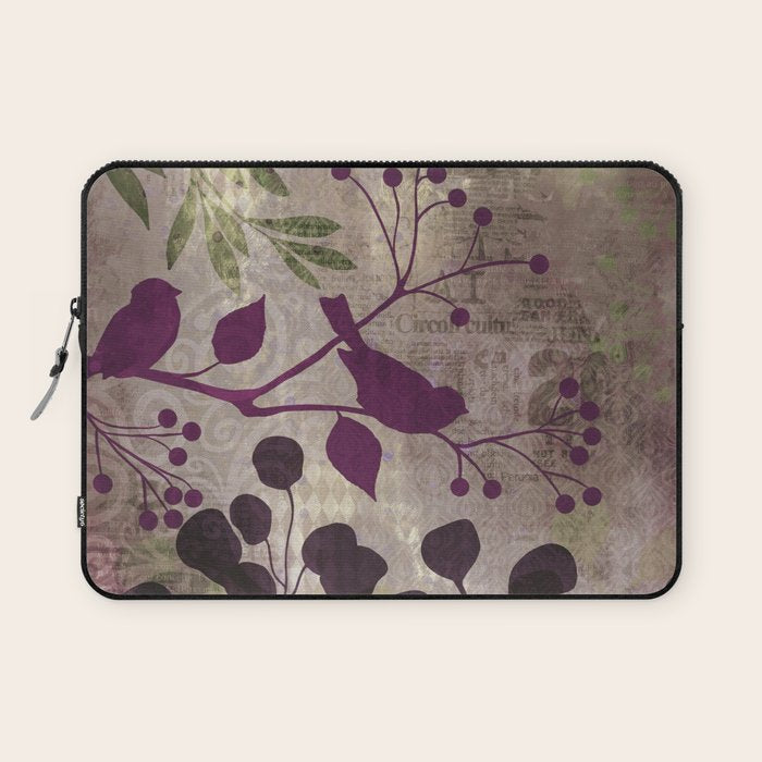 Whimsy Bird Garden Dreamy Mixed Media Art  Laptop Sleeve Gallery Image 1