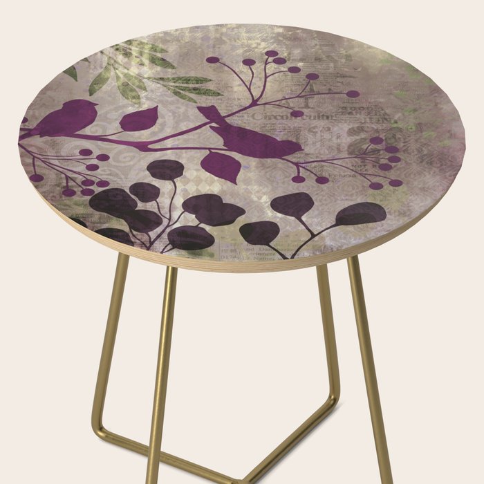 Whimsy Bird Garden Dreamy Mixed Media Art  Side Table Gallery Image 2