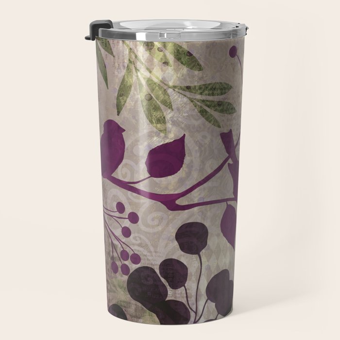 Whimsy Bird Garden Dreamy Mixed Media Art  Travel Mug Gallery Image 3
