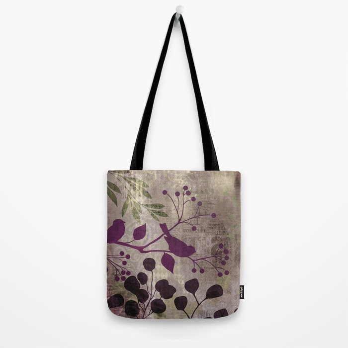 Whimsy Bird Garden Dreamy Mixed Media Art  Tote Bag Gallery Image 2