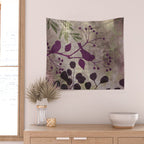 Whimsy Bird Garden Dreamy Mixed Media Art  Wall Tapestry Gallery Image 2