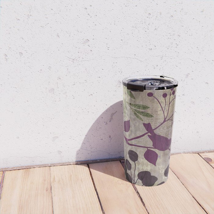Whimsy Bird Garden Dreamy Mixed Media Art  Travel Mug Gallery Image 4
