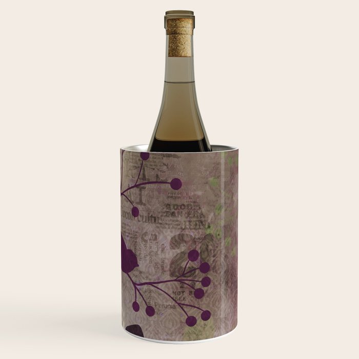 Whimsy Bird Garden Dreamy Mixed Media Art  Wine Chiller Gallery Image 3