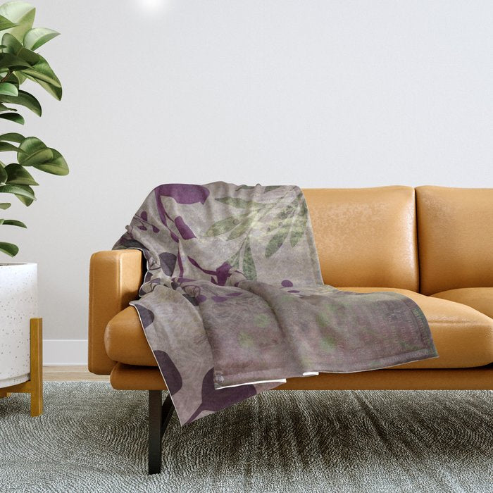 Whimsy Bird Garden Dreamy Mixed Media Art  Throw Blanket Gallery Image 1