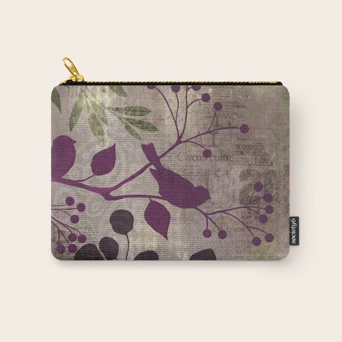 Whimsy Bird Garden Dreamy Mixed Media Art  Carry All Pouch Gallery Image 1