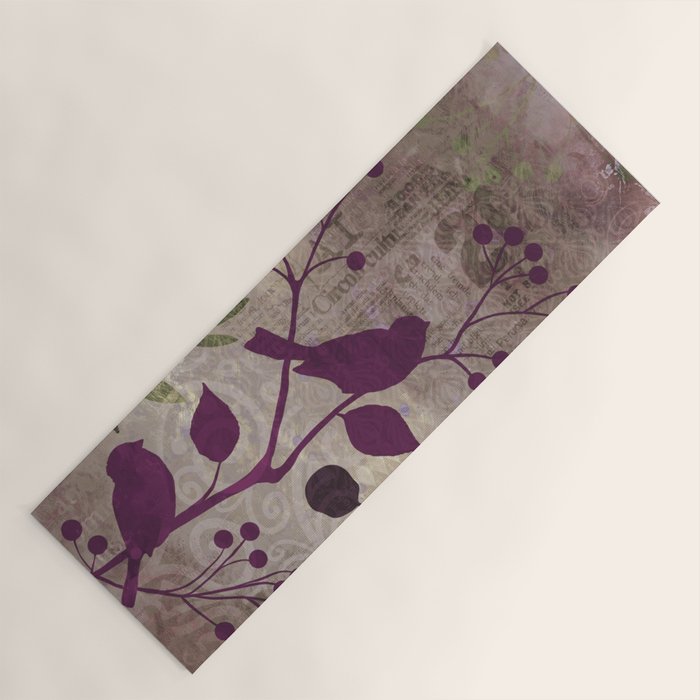 Whimsy Bird Garden Dreamy Mixed Media Art  Yoga Mat Gallery Image 1