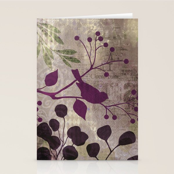 Whimsy Bird Garden Dreamy Mixed Media Art  Stationery Card Gallery Image 1