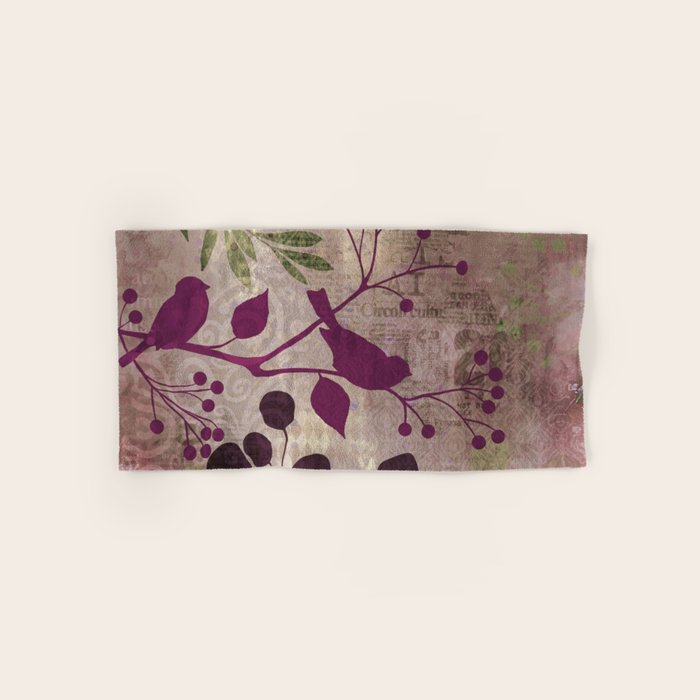 Whimsy Bird Garden Dreamy Mixed Media Art  Bath Towel Gallery Image 1