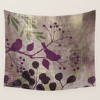 Whimsy Bird Garden Dreamy Mixed Media Art  Wall Tapestry Gallery Image 4