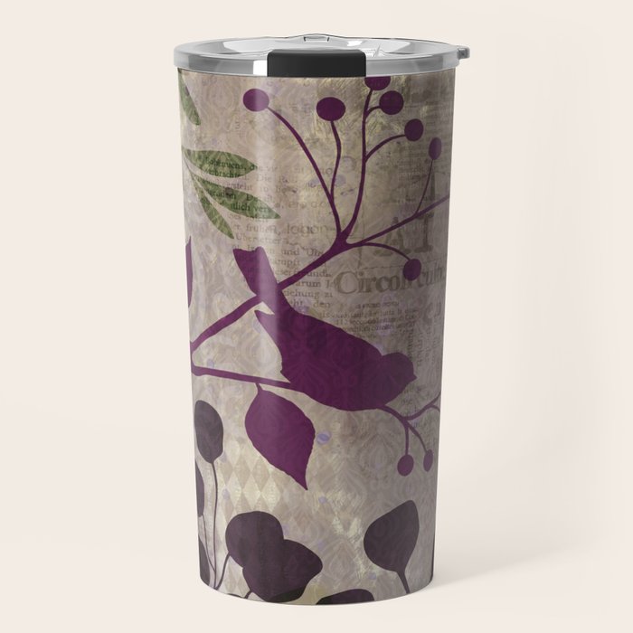 Whimsy Bird Garden Dreamy Mixed Media Art  Travel Mug Gallery Image 1