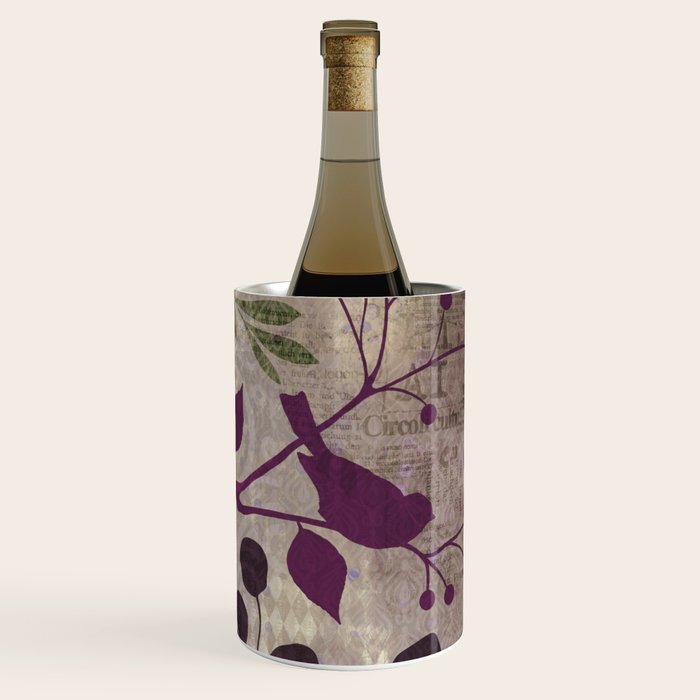 Whimsy Bird Garden Dreamy Mixed Media Art  Wine Chiller Gallery Image 1